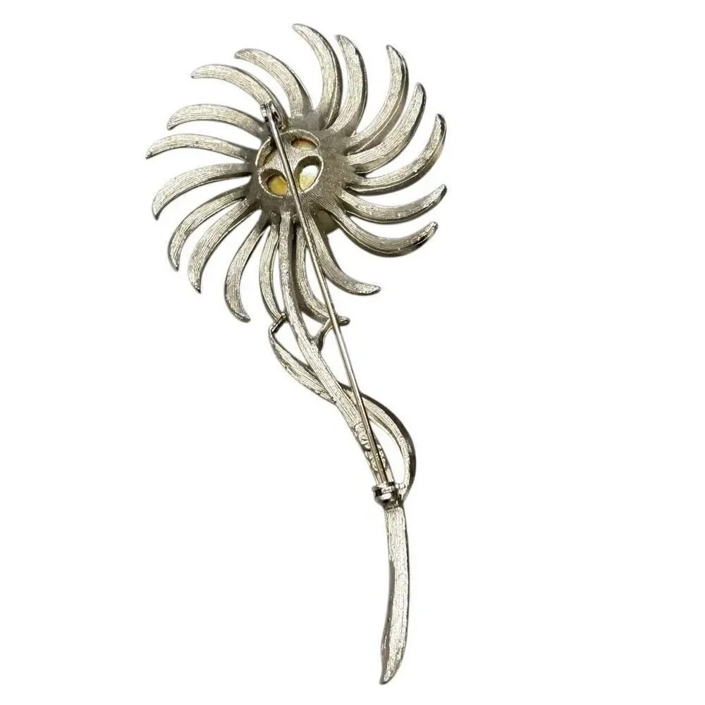 Coro Vintage Daisy Pearl Flower Signed Brooch